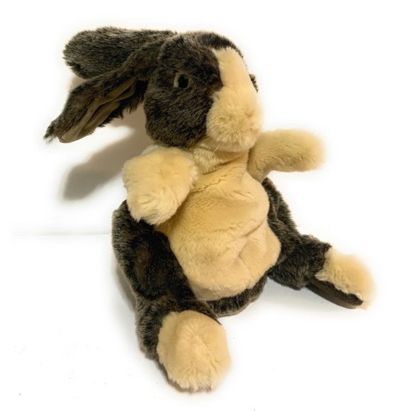 Folkmanis Realistic Baby  Bunny Rabbit Plush Full Body Hand Puppet Toy 10" Brown - Picture 1 of 4
